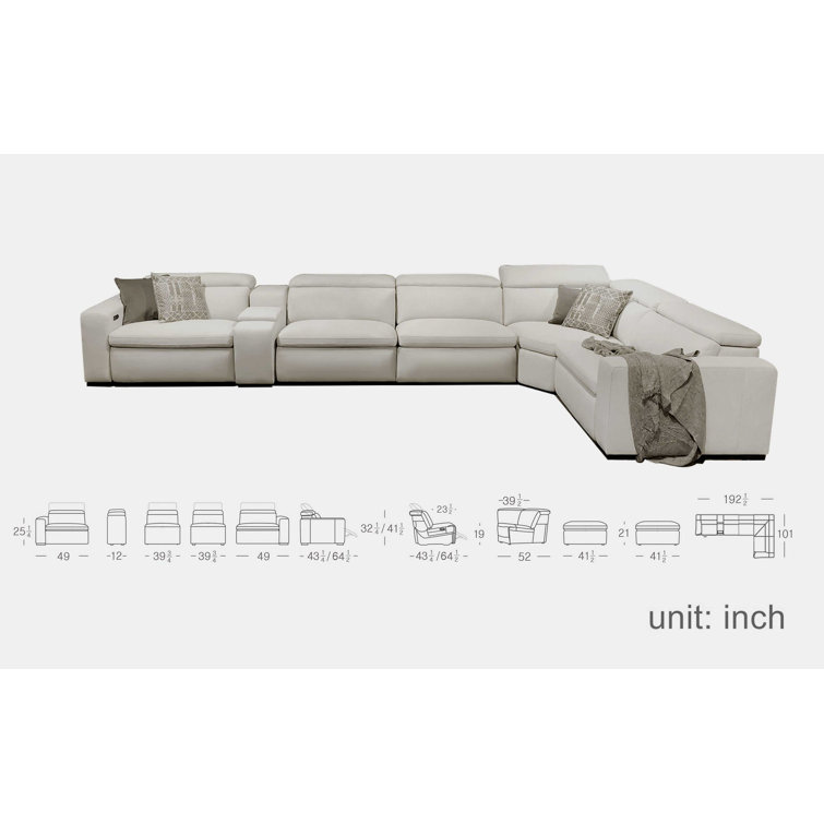 Alpine 6 piece power outlet reclining sectional